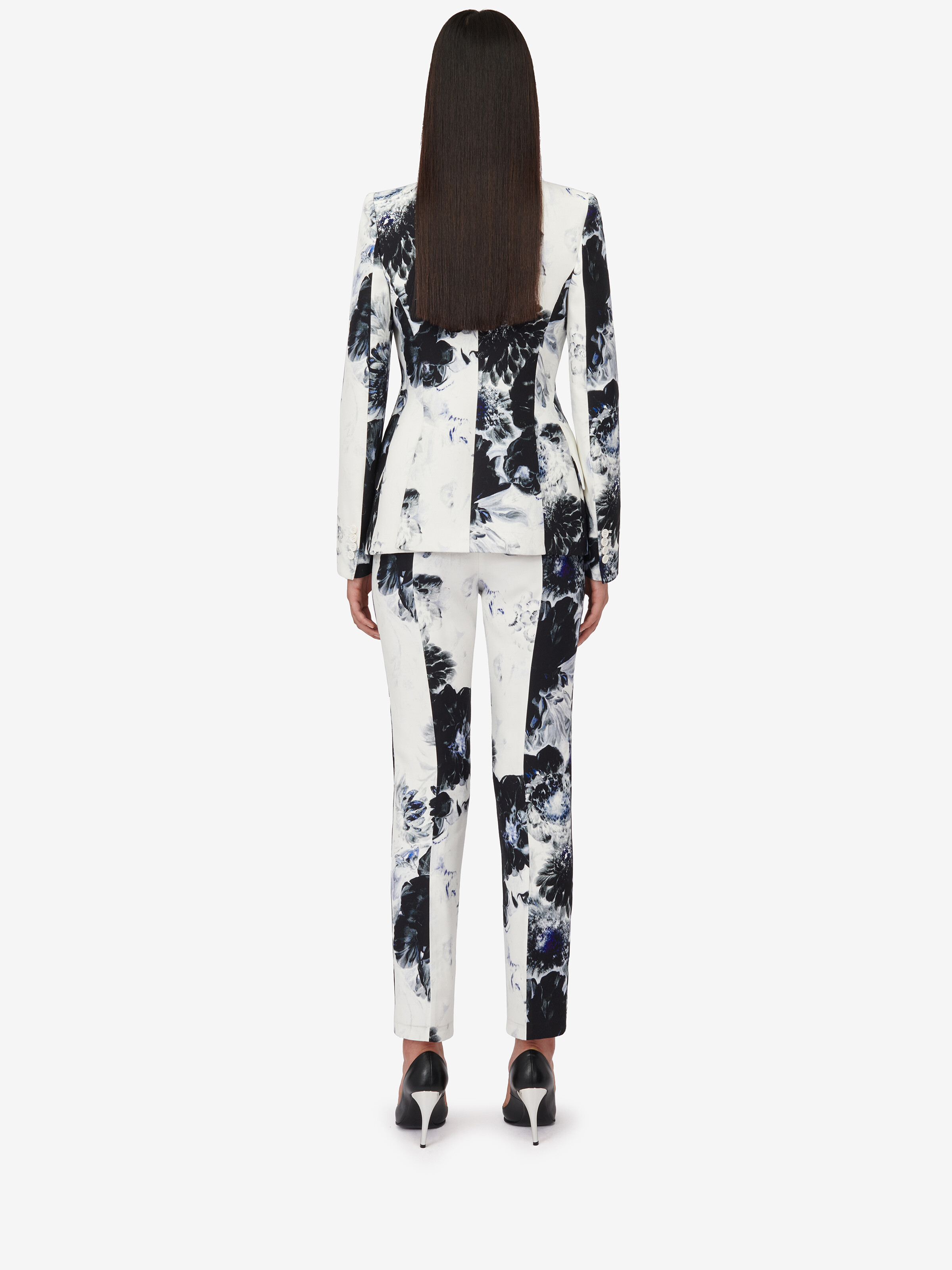 Pantalon cigarette taille haute pour Femme en Blanc/Noir/Bleu Électrique in 100% Viscose | Alexander McQueen - image 4