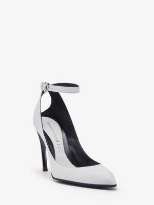 Armadillo Ankle Strap Pump in Ivory/Black/Lust Red | Alexander McQueen US