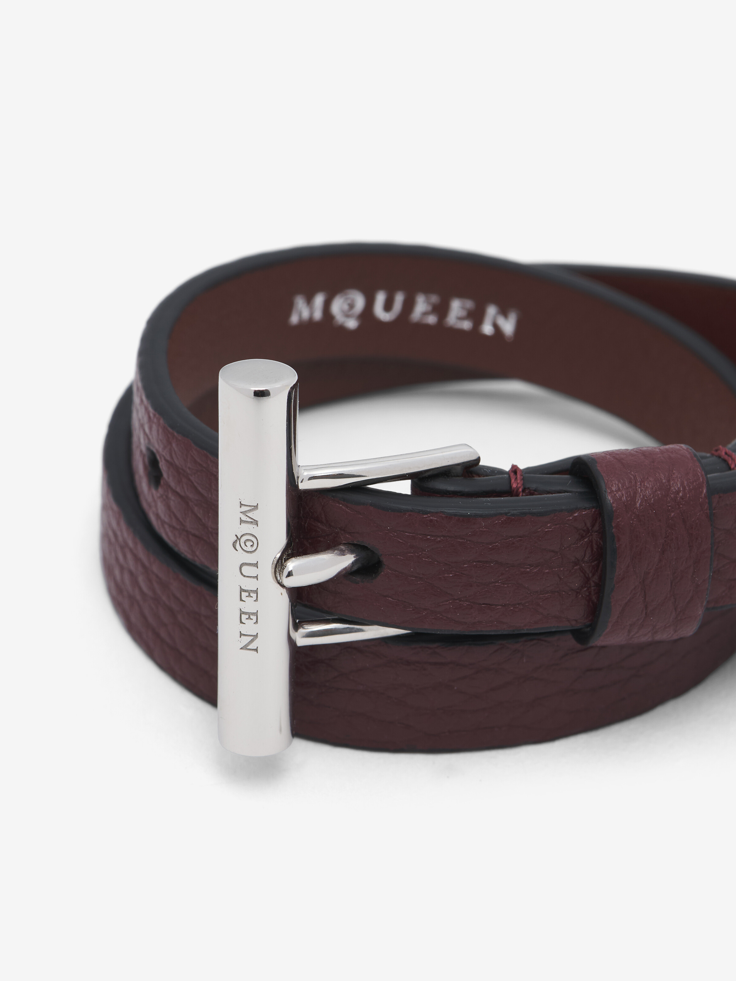 【Alexander McQueen】関税込☆Tバー レザー ラップブレスレット Tバー ダブルラップ ブレスレット | レッド | McQueen JP