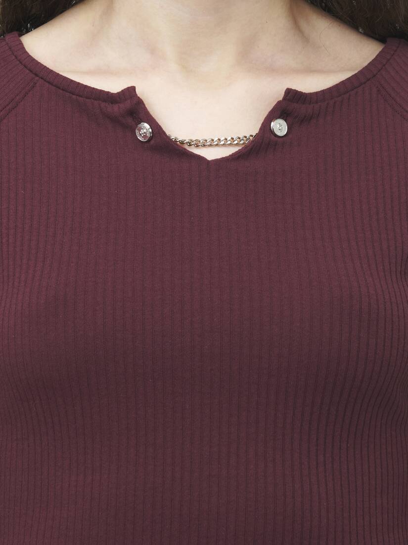 Chain Detail Ribbed Top