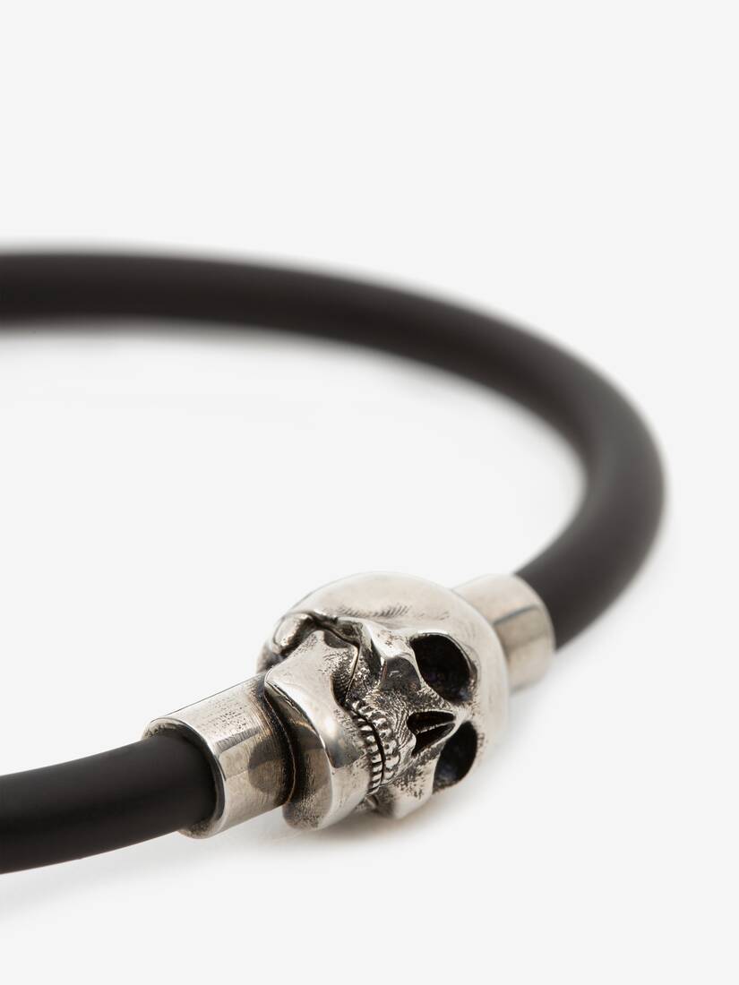 Rubber cord Skull Bracelet in Black | Alexander McQueen US