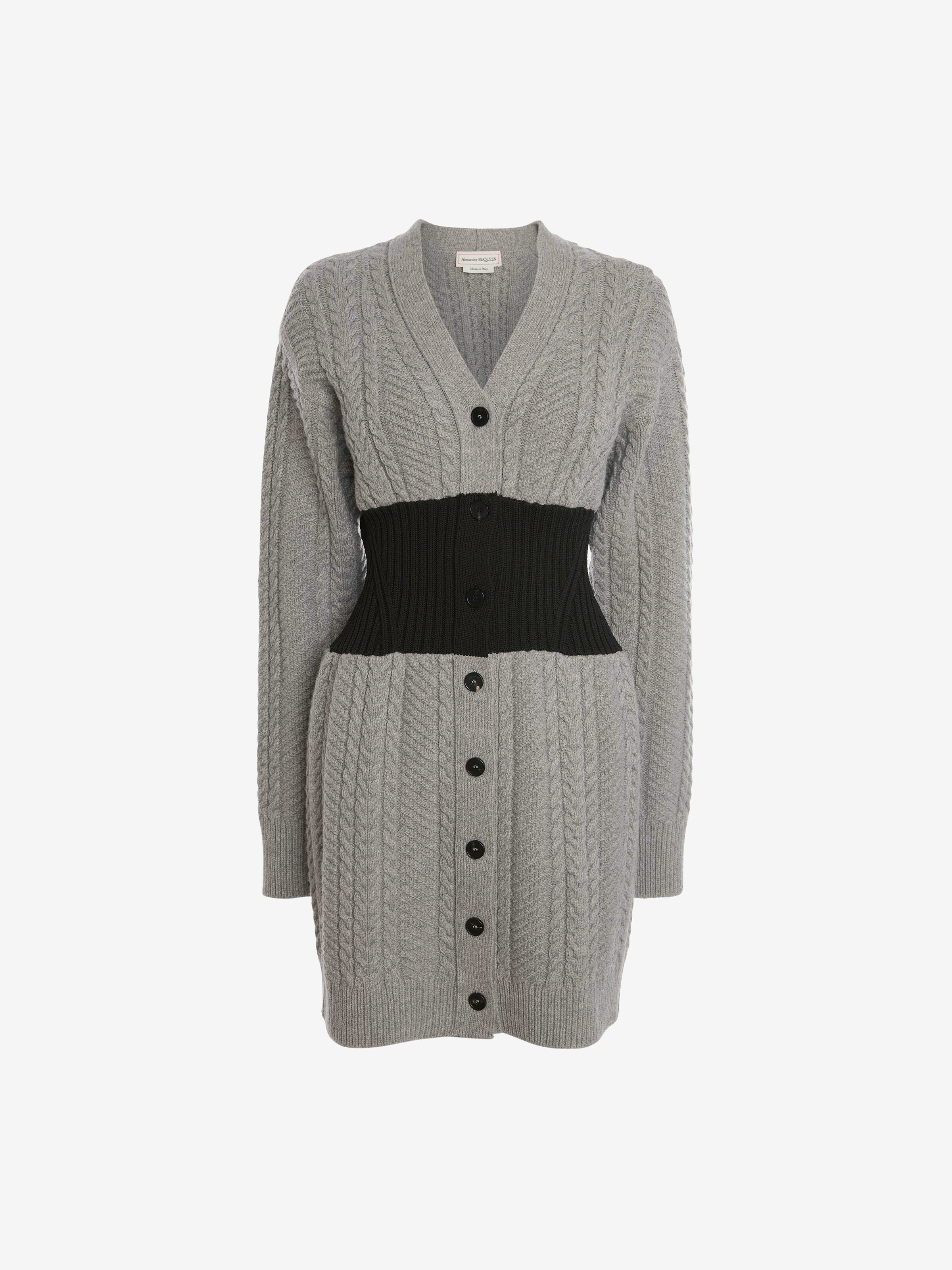Bi-Colour Cable Knit Cardigan