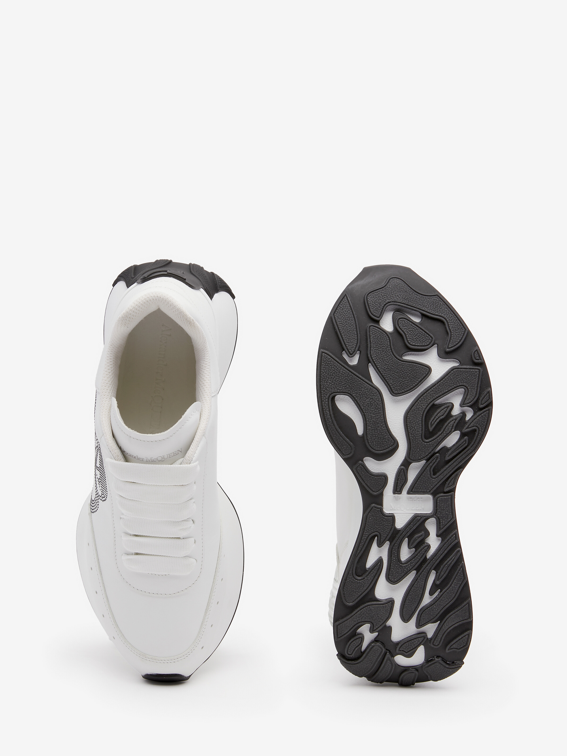 Women's Sprint Runner in White/Silver/Black in Calf Leather | Alexander McQueen - image 4