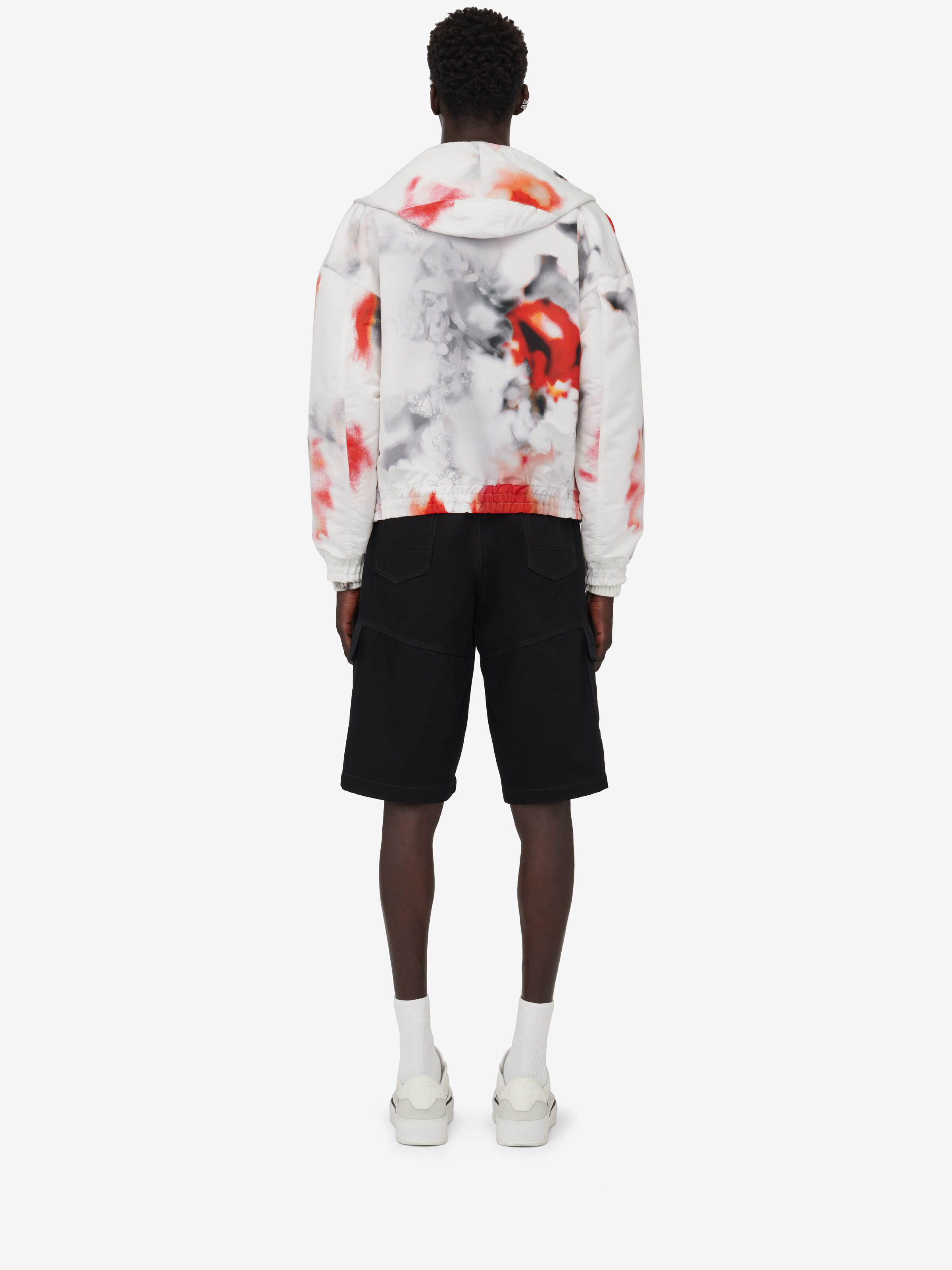 Men's Obscured Flower Windbreaker in White/Red in 100% Polyester | Alexander McQueen - image 4
