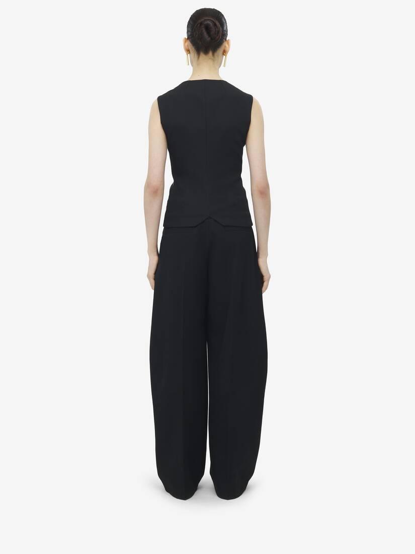 Sleeveless Wool Tartan Top