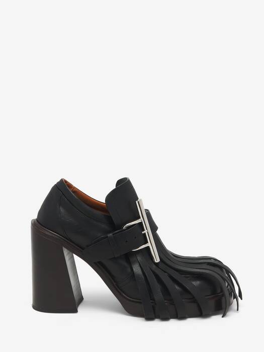 ALEXANDER MCQUEEN Womens White Grommets Padded Square Toe Stiletto Buckle Leather Heeled