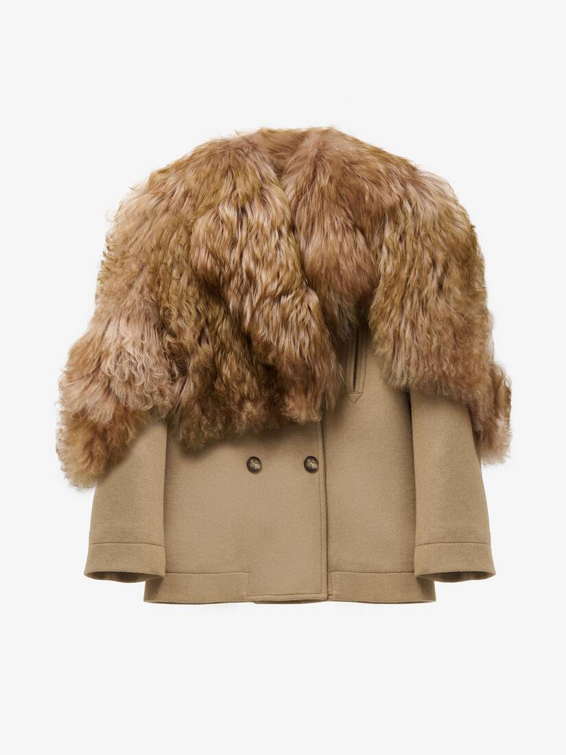 Shearling Stole Wool Peacoat