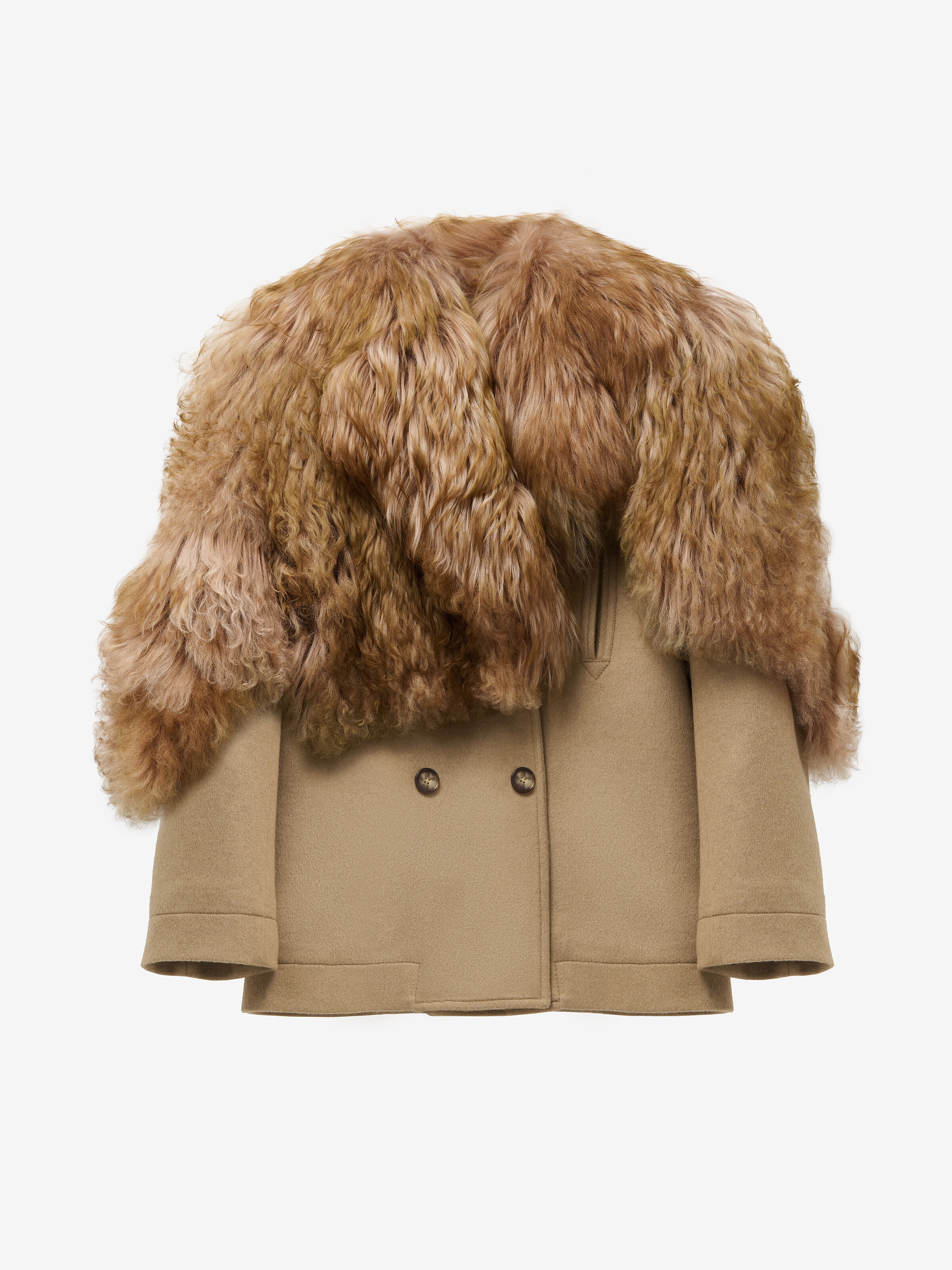 Stola-Mantel aus Shearling und Wolle