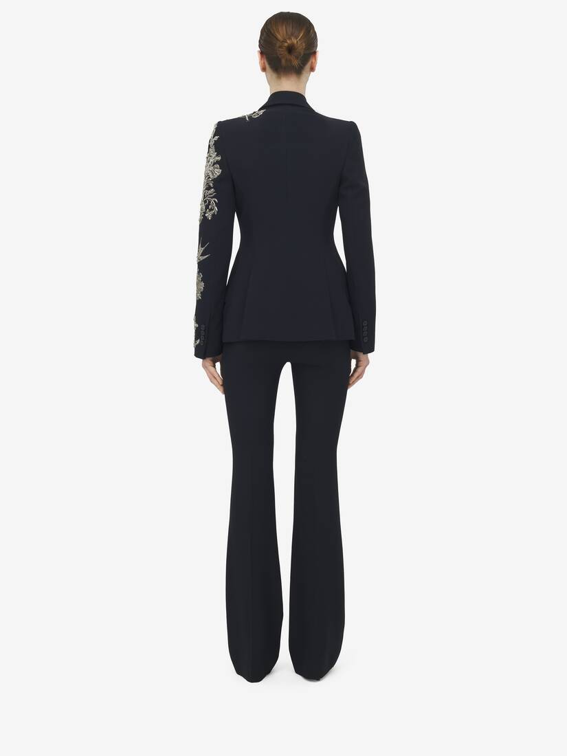 Jacke mit silberner Tattoo-Stickerei