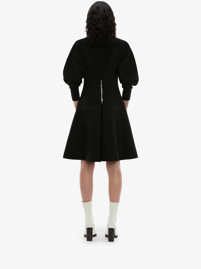 Women's Zip Mini Dress in Black