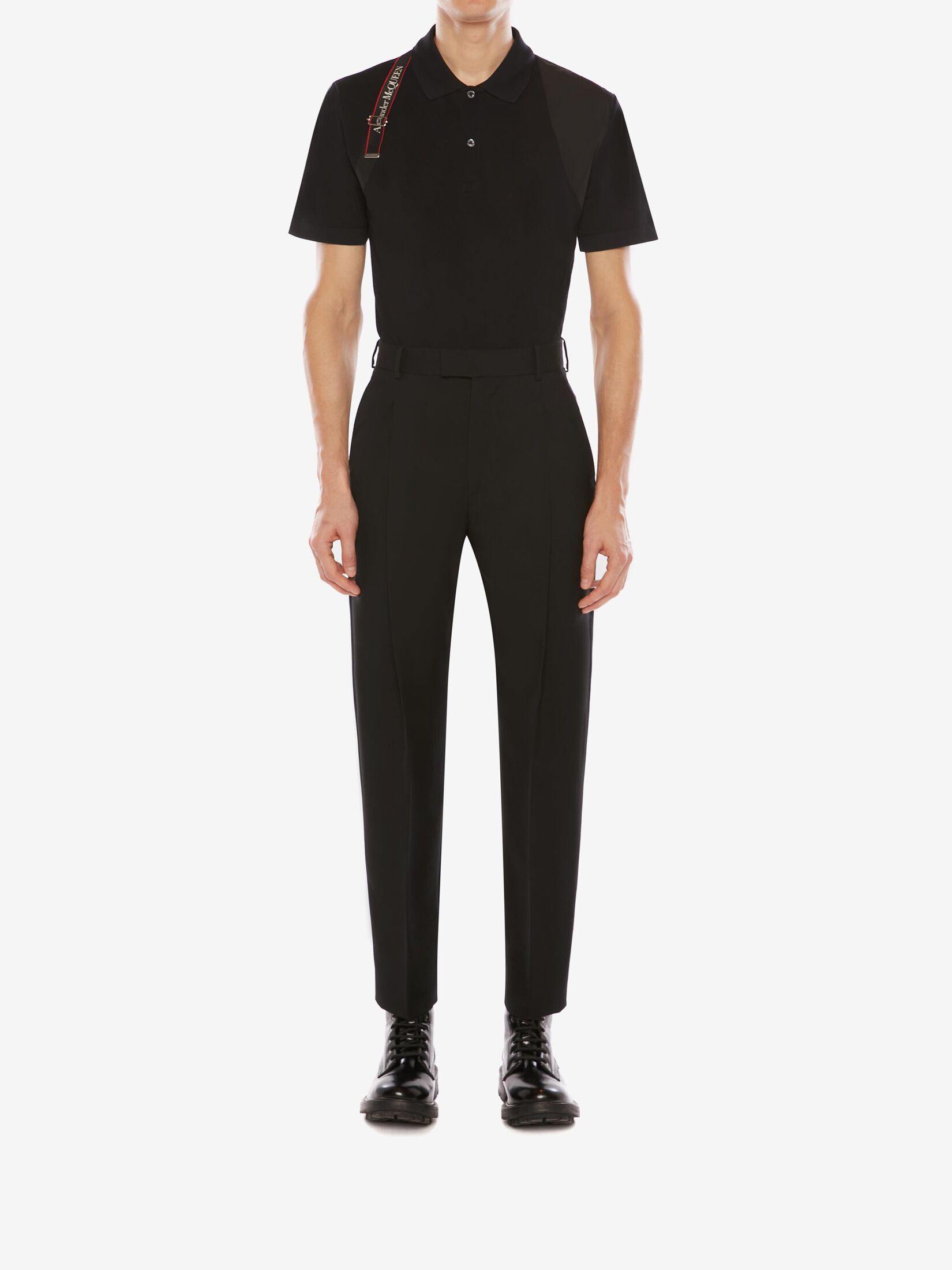 Harness Polo Shirt in Black | Alexander McQueen US