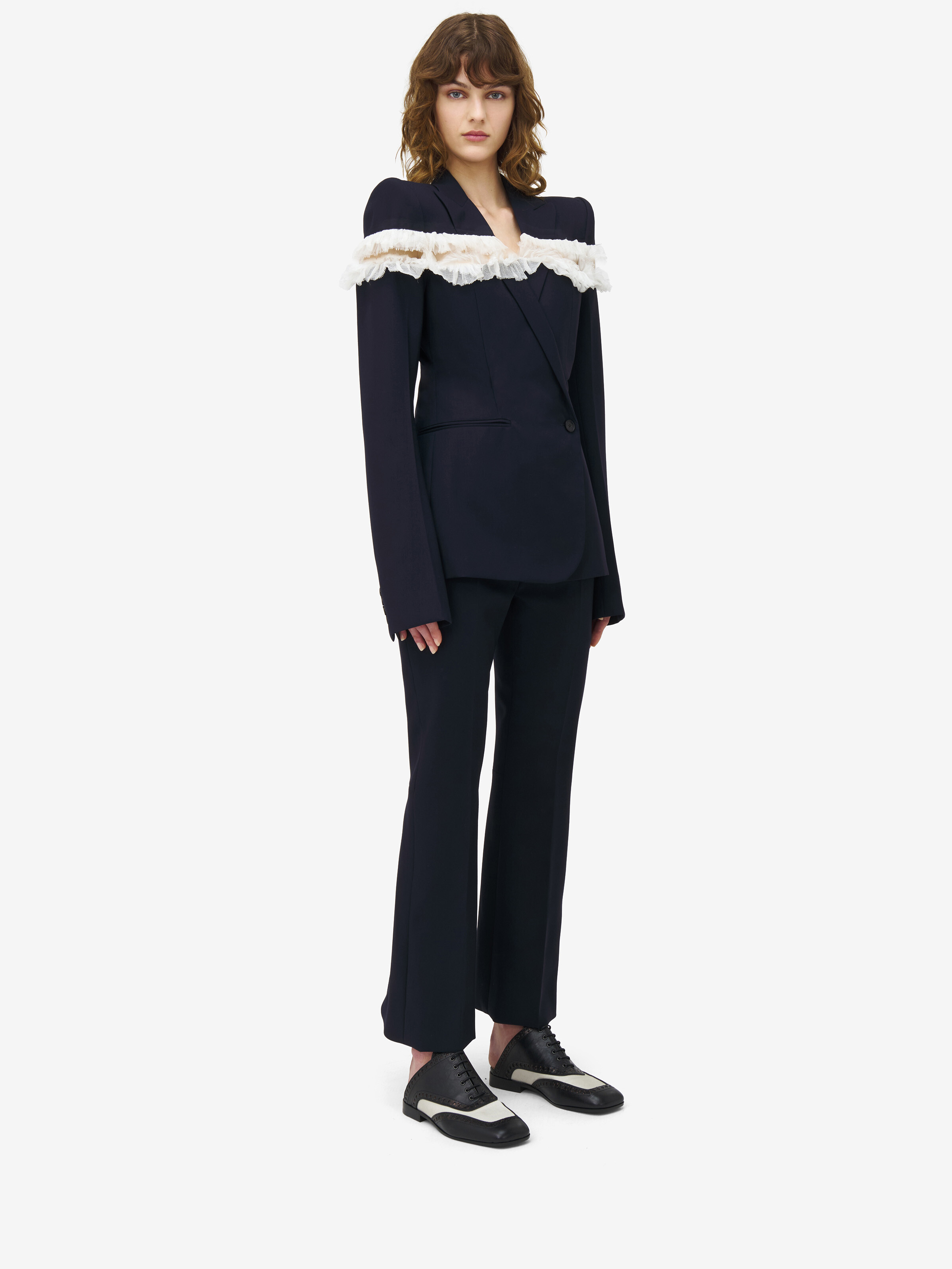 Veste À Boutonnage Simple, Fendue, En Crépon