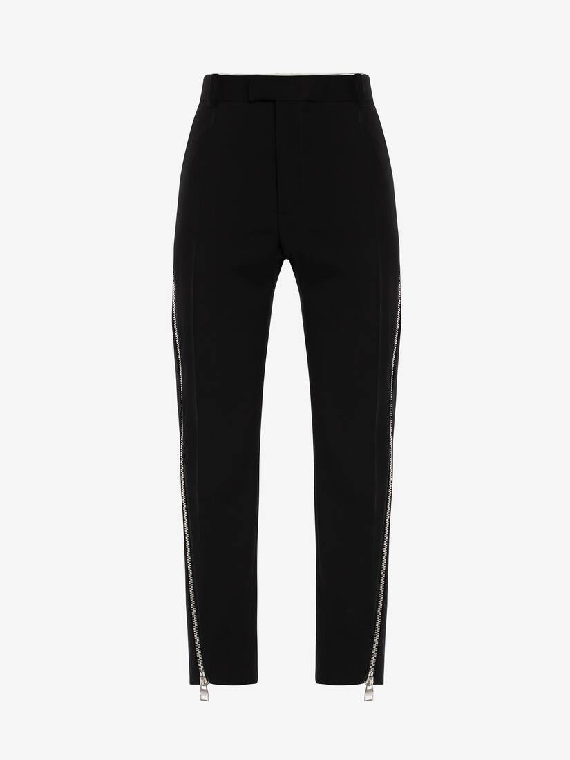 Zip Detail Trousers in Black
