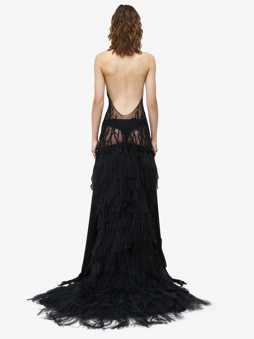 Hawthorn Branch Embroidery Evening Dress | Alexander McQueen - image 4