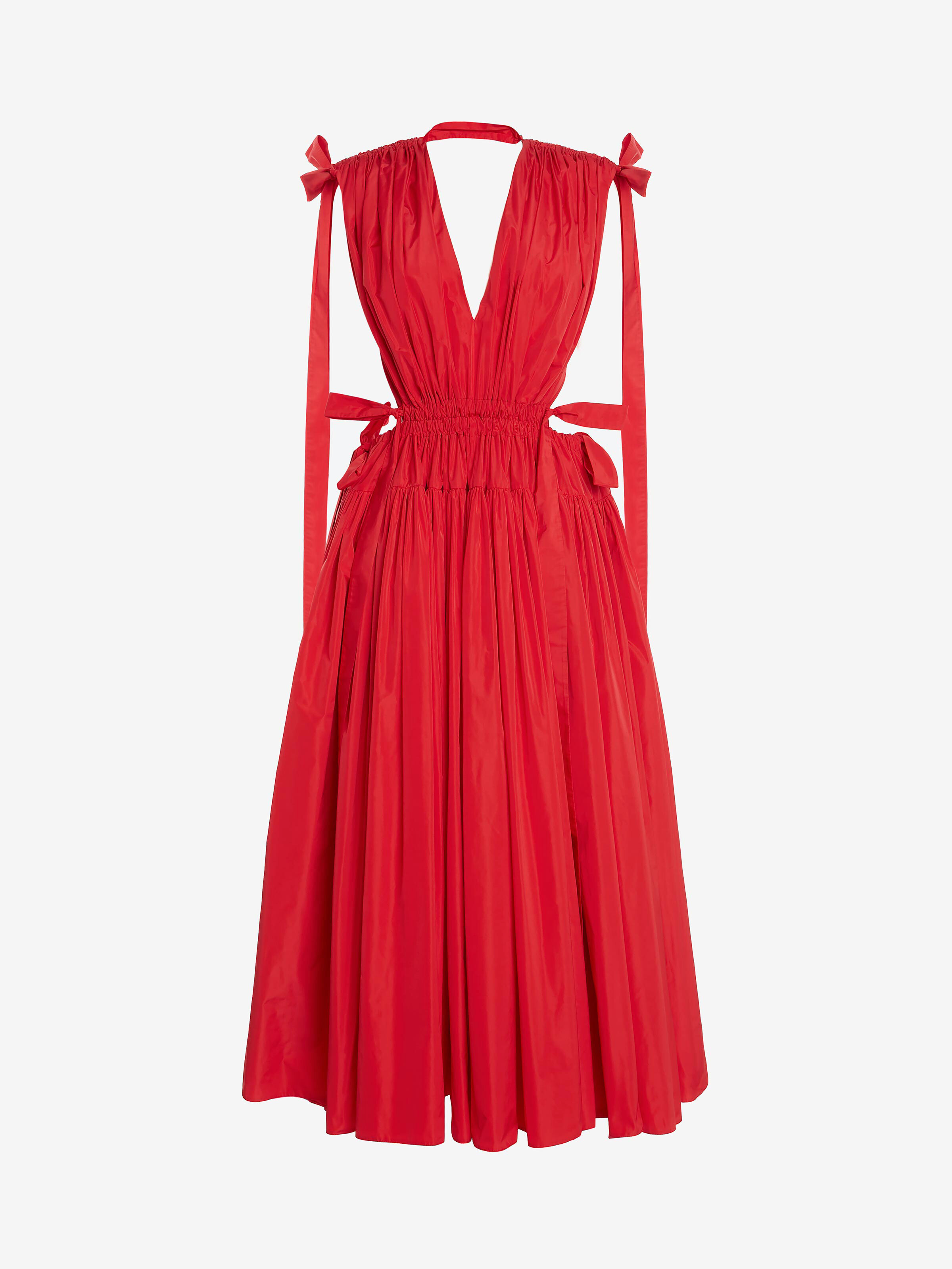 red drawstring dress
