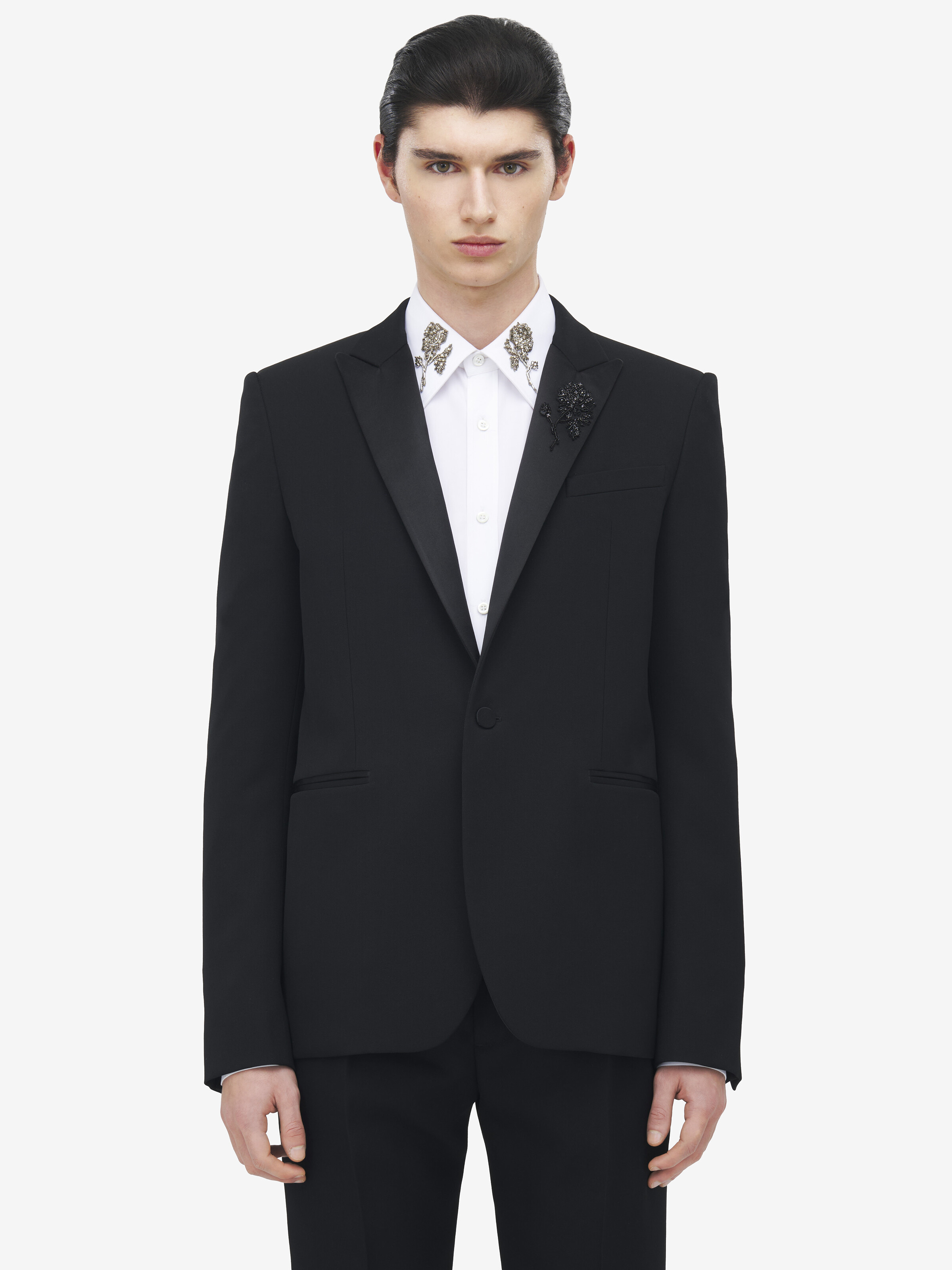 Sailor Tattoo Rose Embroidery Tuxedo Jacket