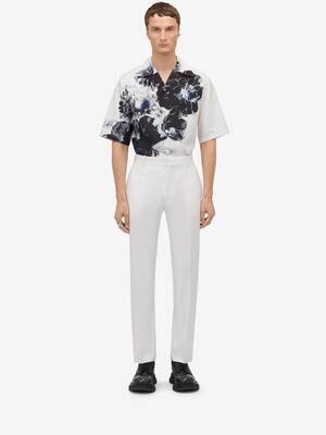Dutch Flower Hawaiian Shirt in Black/White | Alexander McQueen US