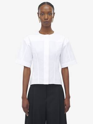 Tシャツ・カットソー ALEXANDER MCQUEEN White Poplin Shirt Men's Oversized McQueen T-Shirt in White | Alexander McQueen US