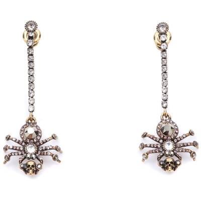 Boucles d’oreilles chaîne avec détail Spider à pavés