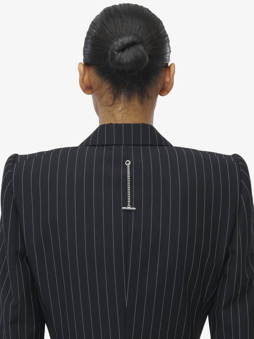 Pinstripe Stacked Shoulder Jacket