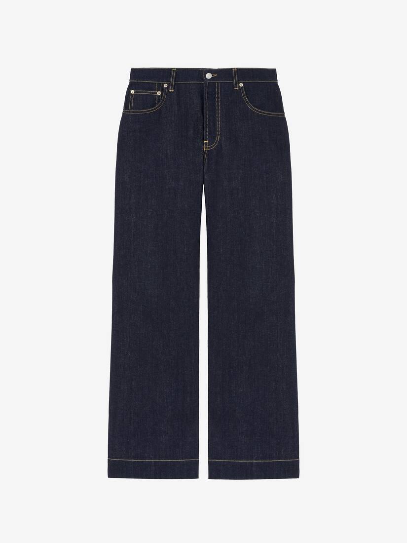 Wide Leg Denim Jeans | Alexander McQueen - image 1