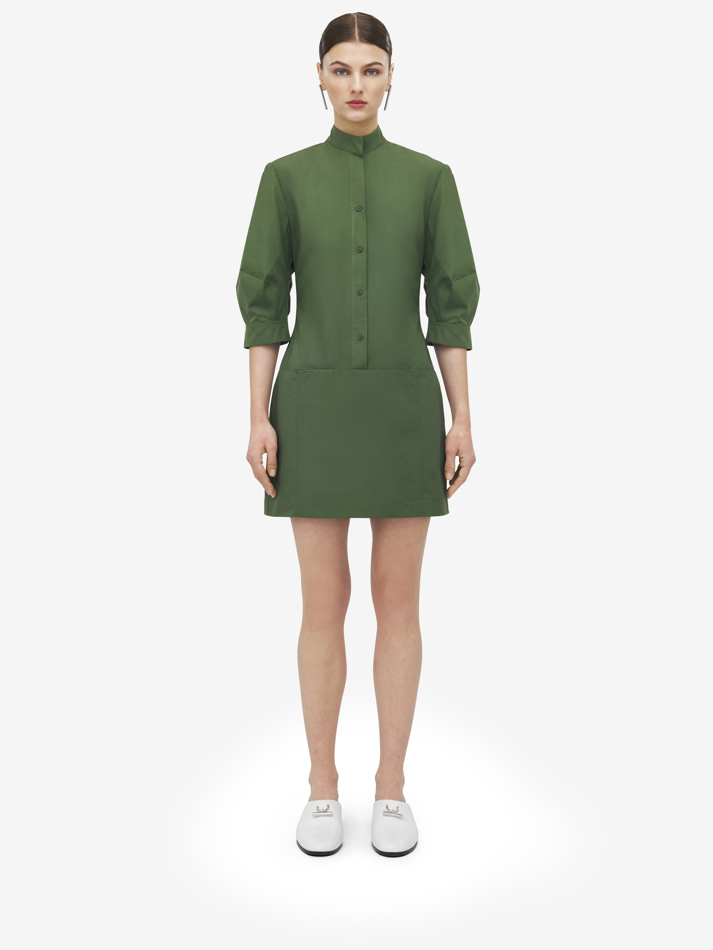 Alexander Mcqueen Mcqueen Day Button Front Cotton Poplin Minidress
