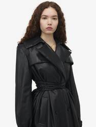 Leather Double-breasted Trench Coat