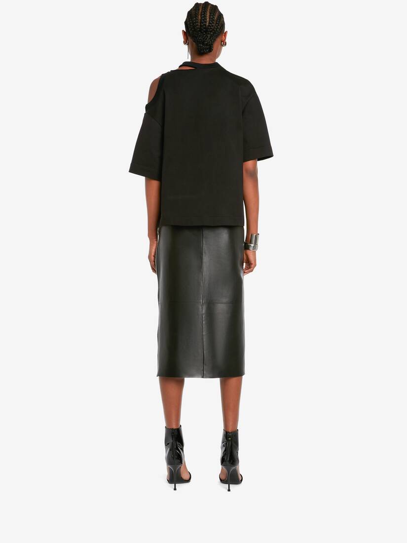 Red Moon cut-out T-shirt in BLACK | Alexander McQueen US