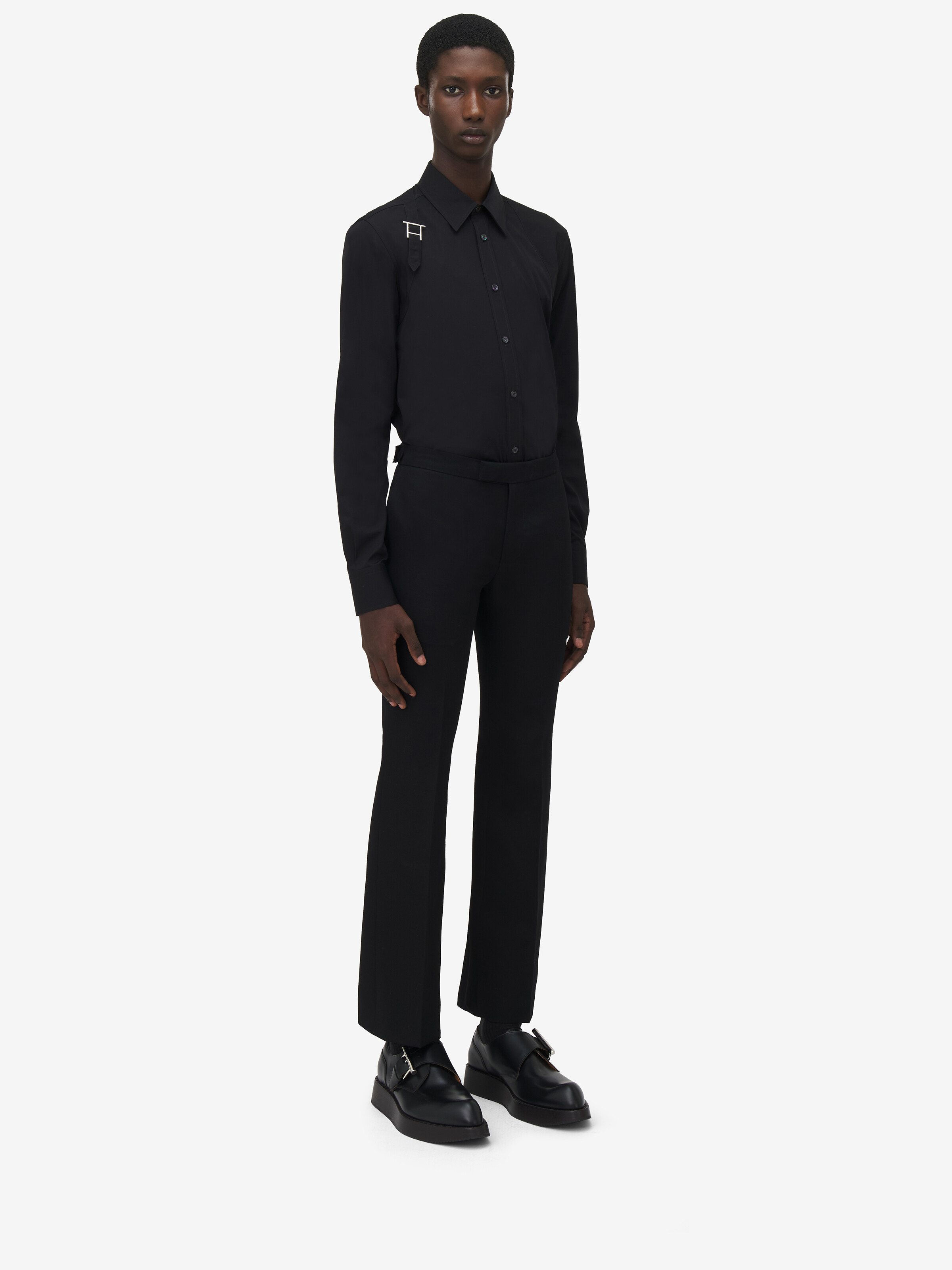 Men's T-Bar Harness Shirt in Black | Alexander McQueen US