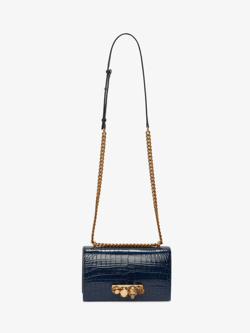 Alexander McQueen Blue Jewelled Satchel - Shoulder Bags