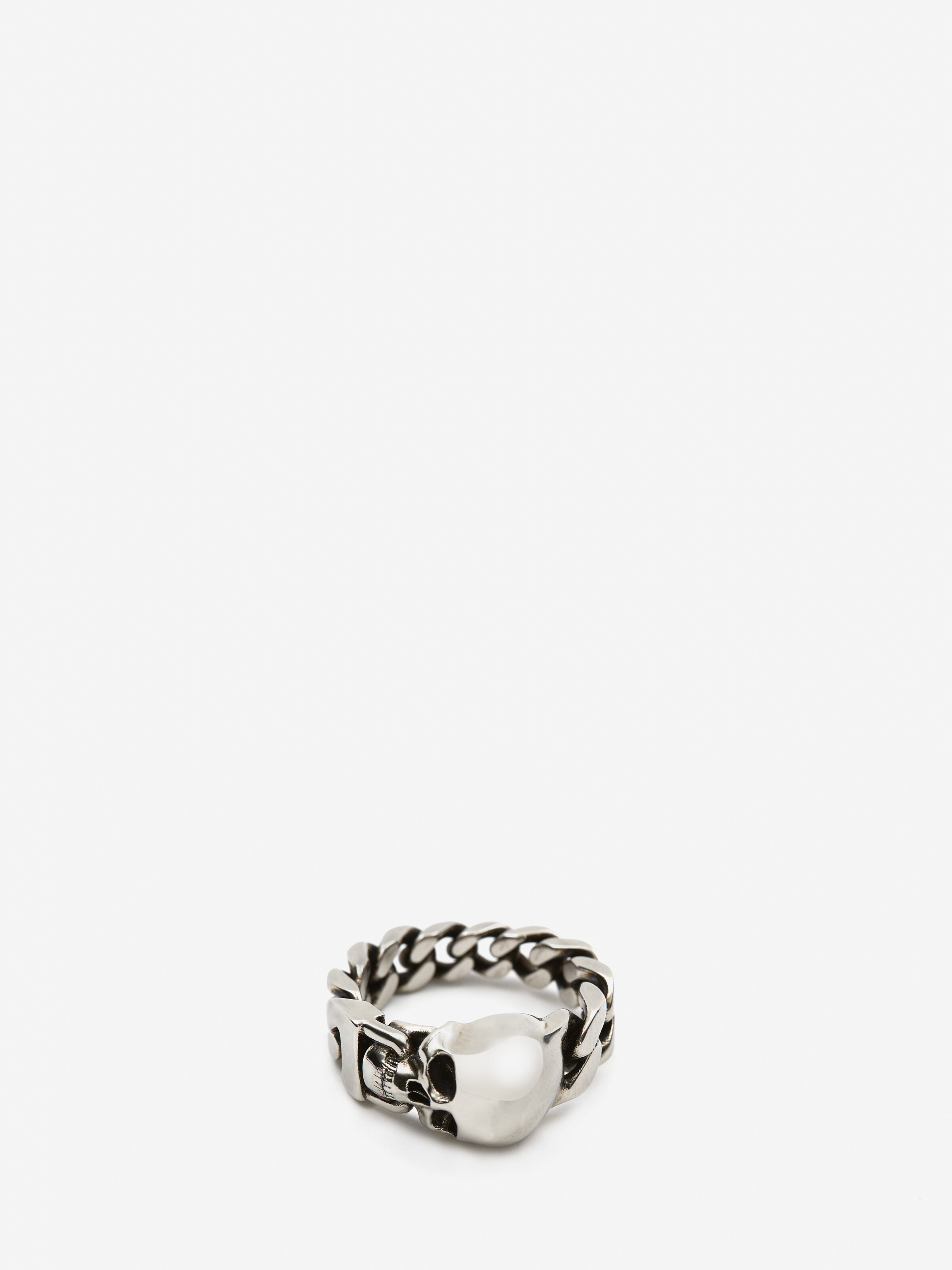 Skull Chain Ring in Antique Silver | Alexander McQueen US