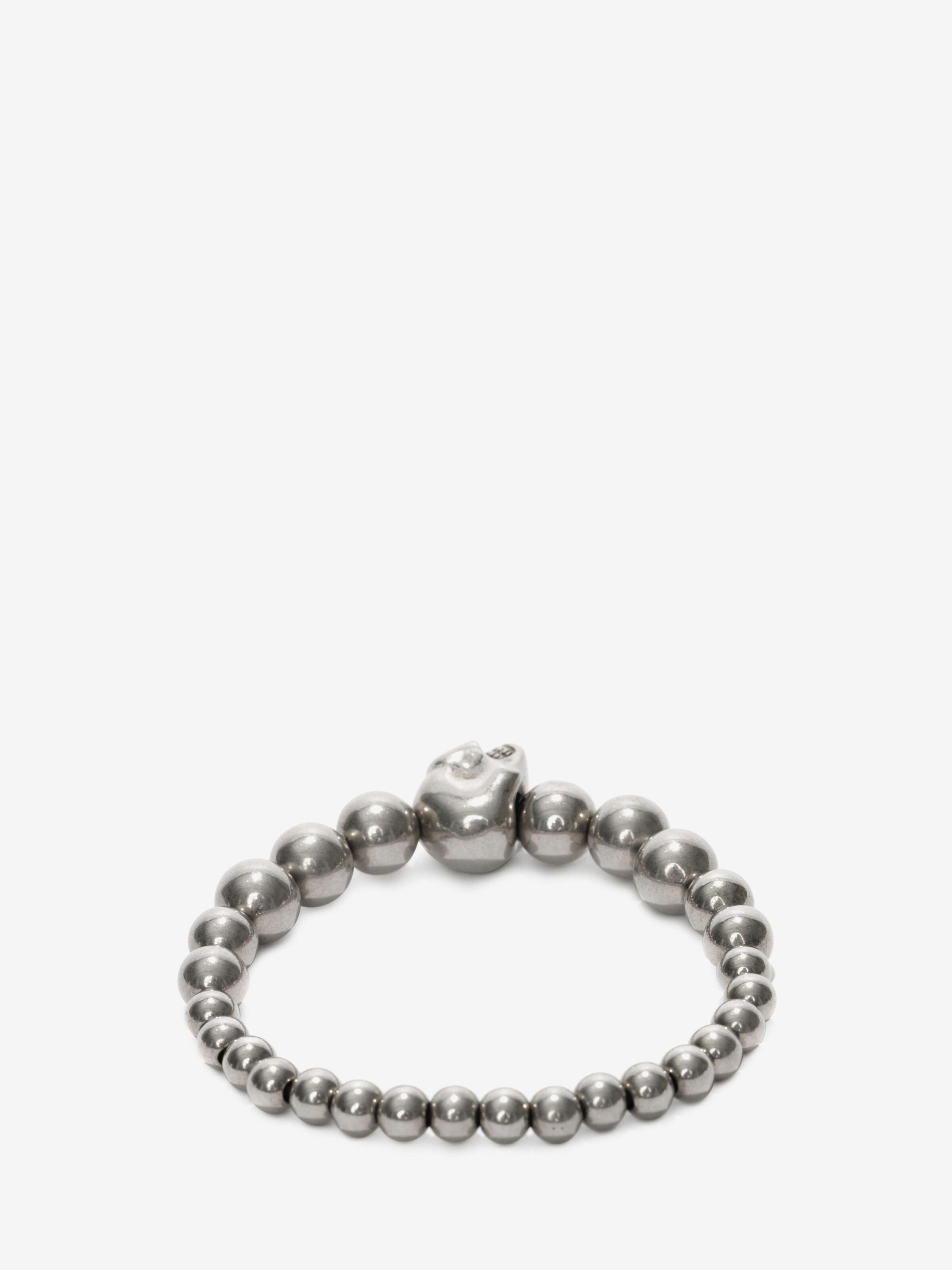 Men's Skull Multibeaded Bracelet in Antique Silver in Brass | Alexander McQueen - image 2