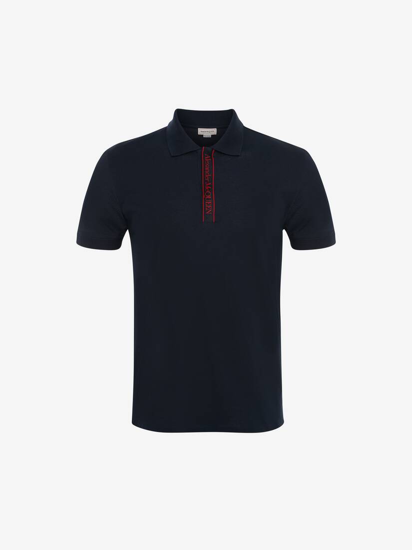 Alexander McQueen Men's Logo Tape Harness Polo Shirt