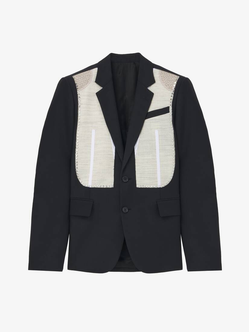 Canvas Detail Single-Breasted Jacket