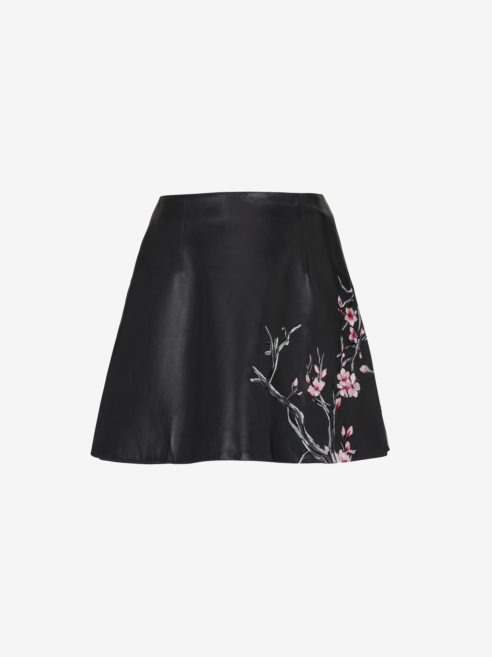 Cherry Blossom Leather Mini Skirt
