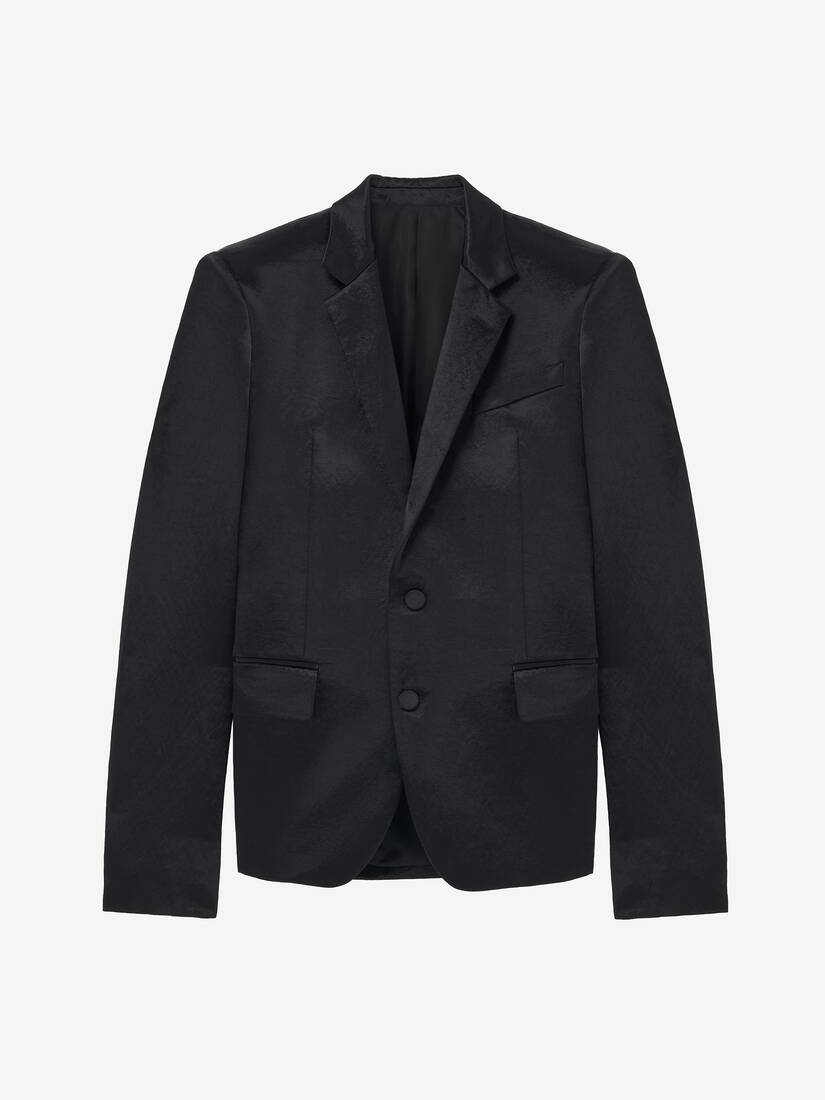 Hammered Satin Single-Breasted Jacket