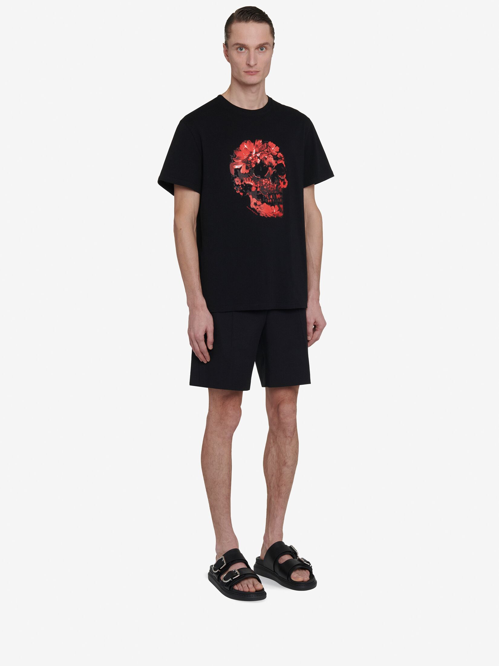 T-shirt Wax Flower Skull | Noir/Rouge | Alexander McQueen FR