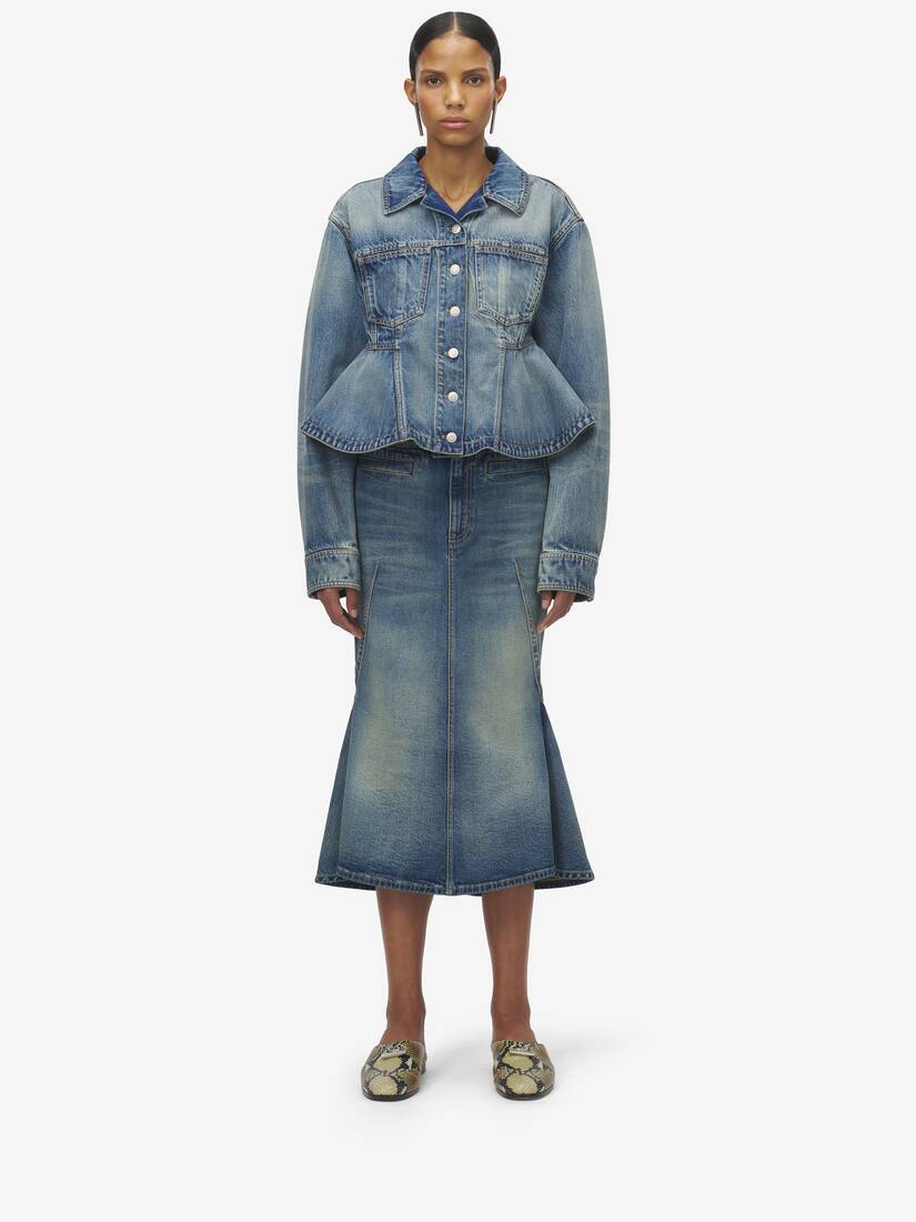 Veste à basque, En Denim Délavé