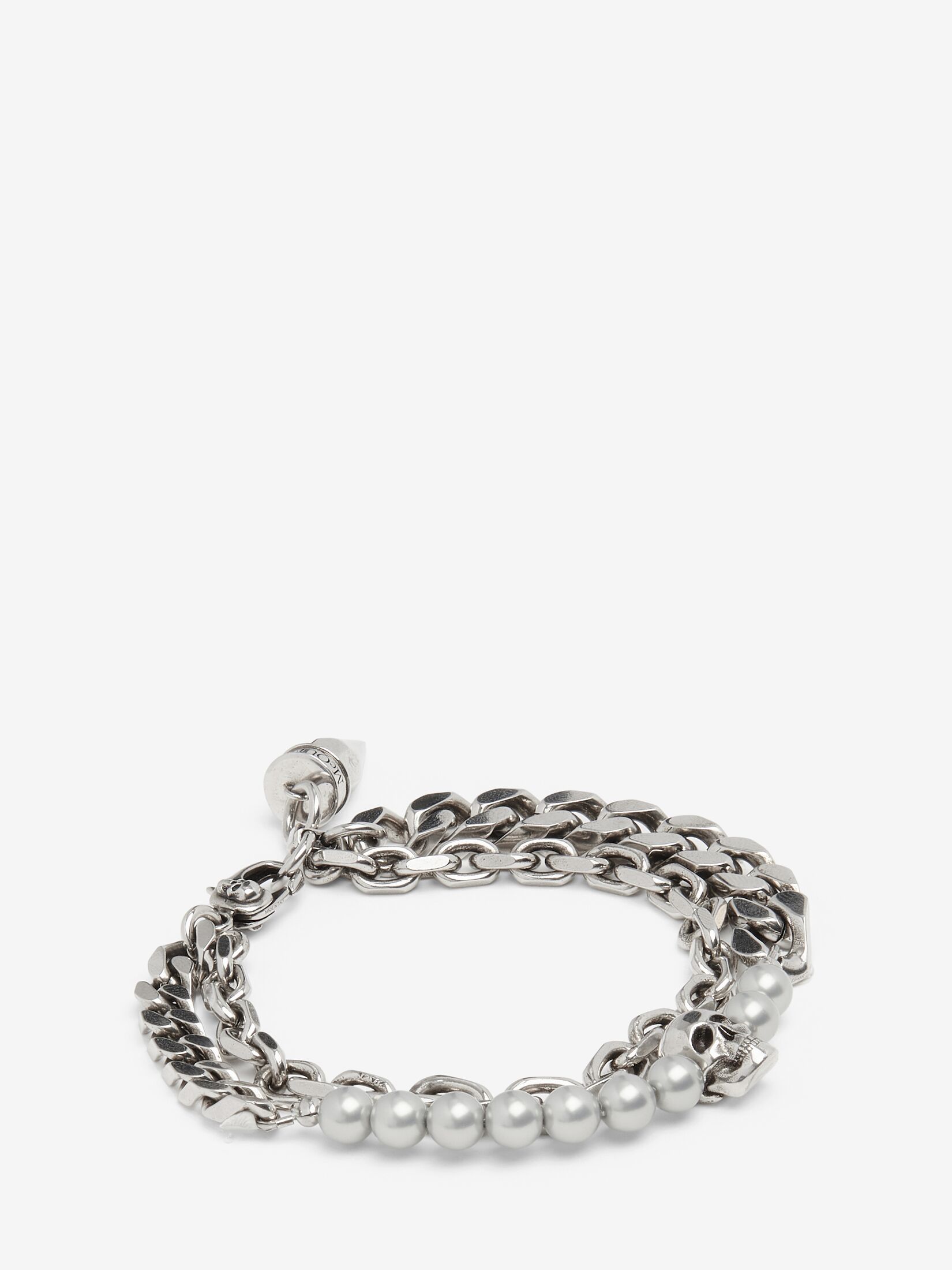Alexander McQueen charm-detail metallic beaded bracelet - Silver
