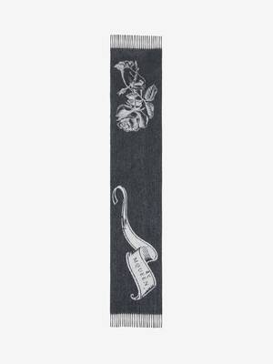Women's McQueen Tattoo Scarf in Black/Ivory | Alexander McQueen US