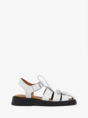 【関税込み】T-Bar Sandals - Alexander McQueen - Leather - Bl New McQueen T-Bar Caged sandals.​ ​ Chiselled toe and