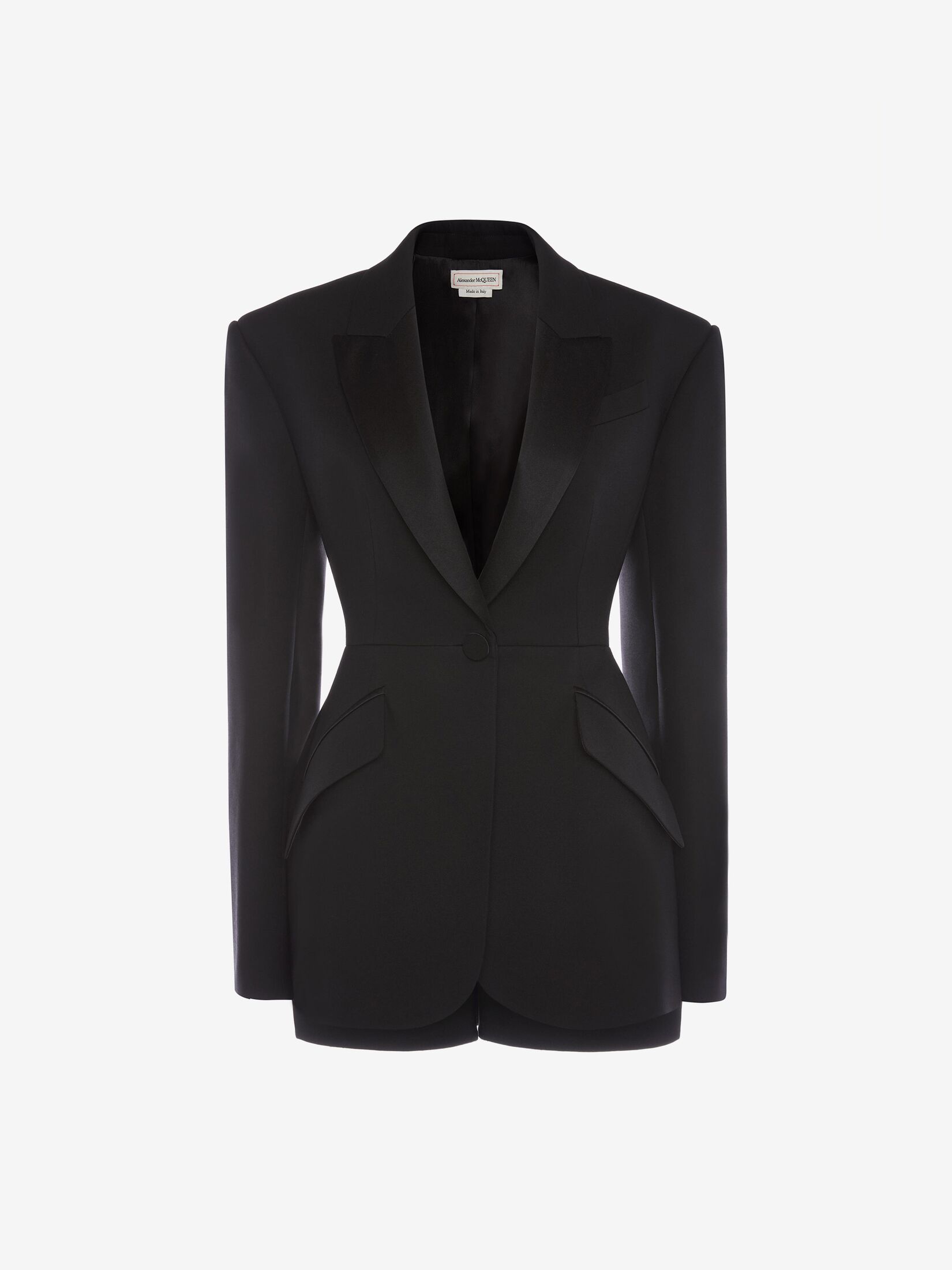 Trompe L'œil Light Wool Silk Tuxedo Jacket in Black | Alexander McQueen US