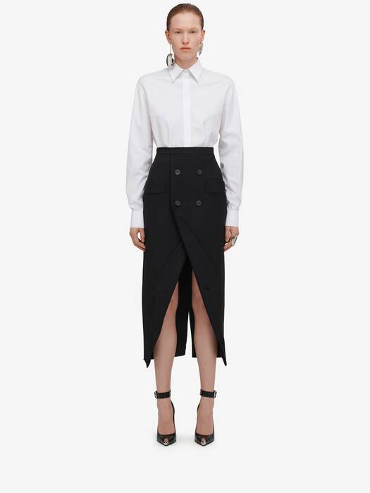 Upside-down Slashed Skirt in Black | Alexander McQueen GB