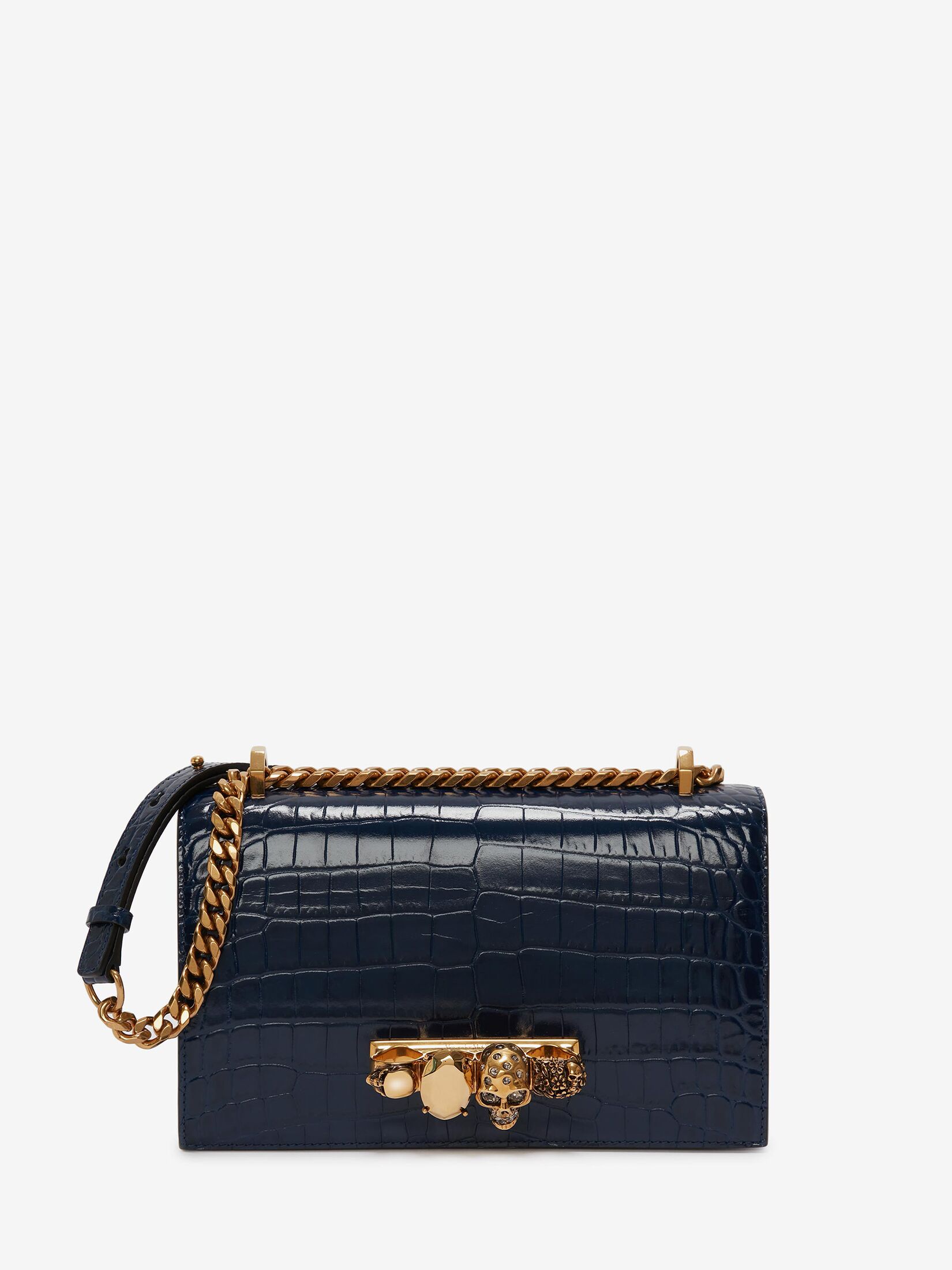 Women's Jewelled Satchel in Navy in Calf Leather | Alexander McQueen - image 1