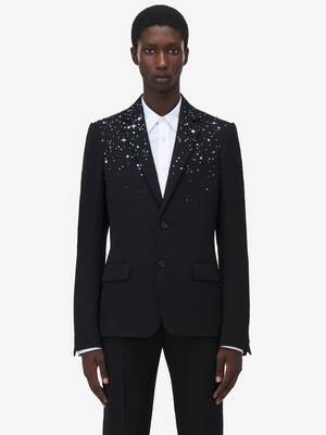 ジャケット alexander mcqueen JACKET (802643QJACH 1000) Alexander McQueen Leather Biker Jacket | Blue | FARFETCH JO