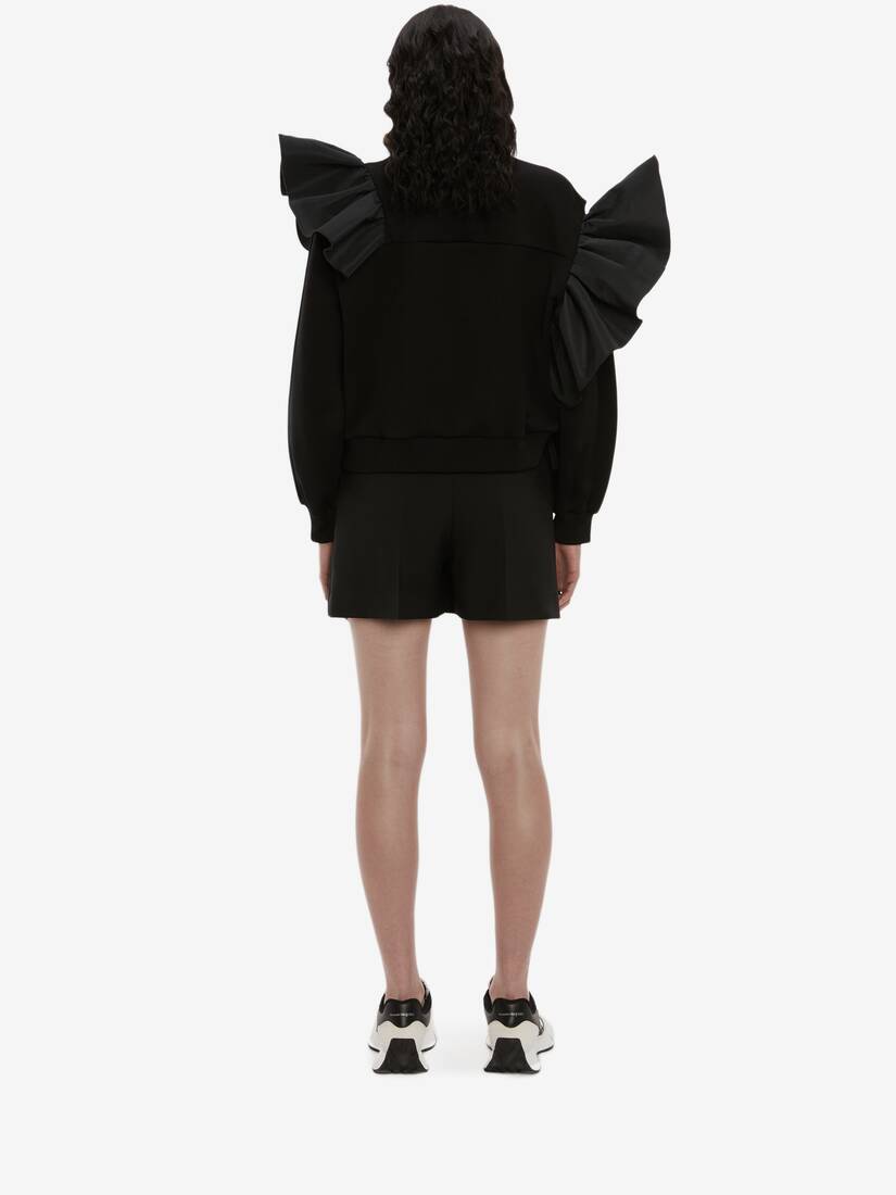 Women's Ruffle Scuba Sweatshirt in Black