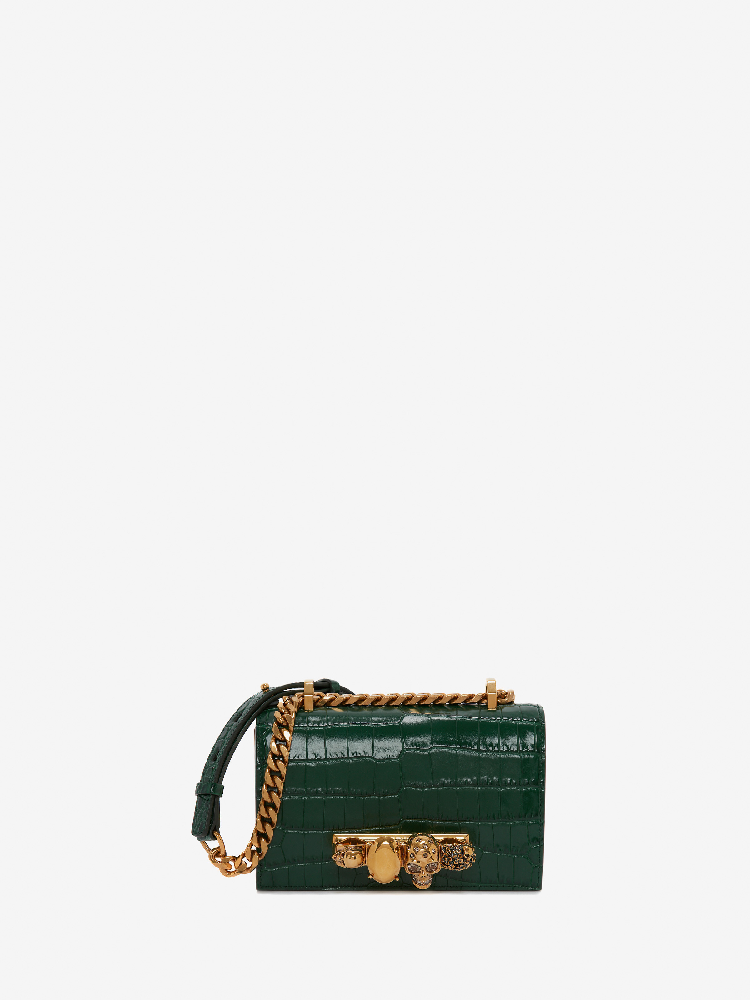 Sac Mini Jewelled Satchel pour Femme en Émeraude in Cuir de veau | Alexander McQueen - image 1
