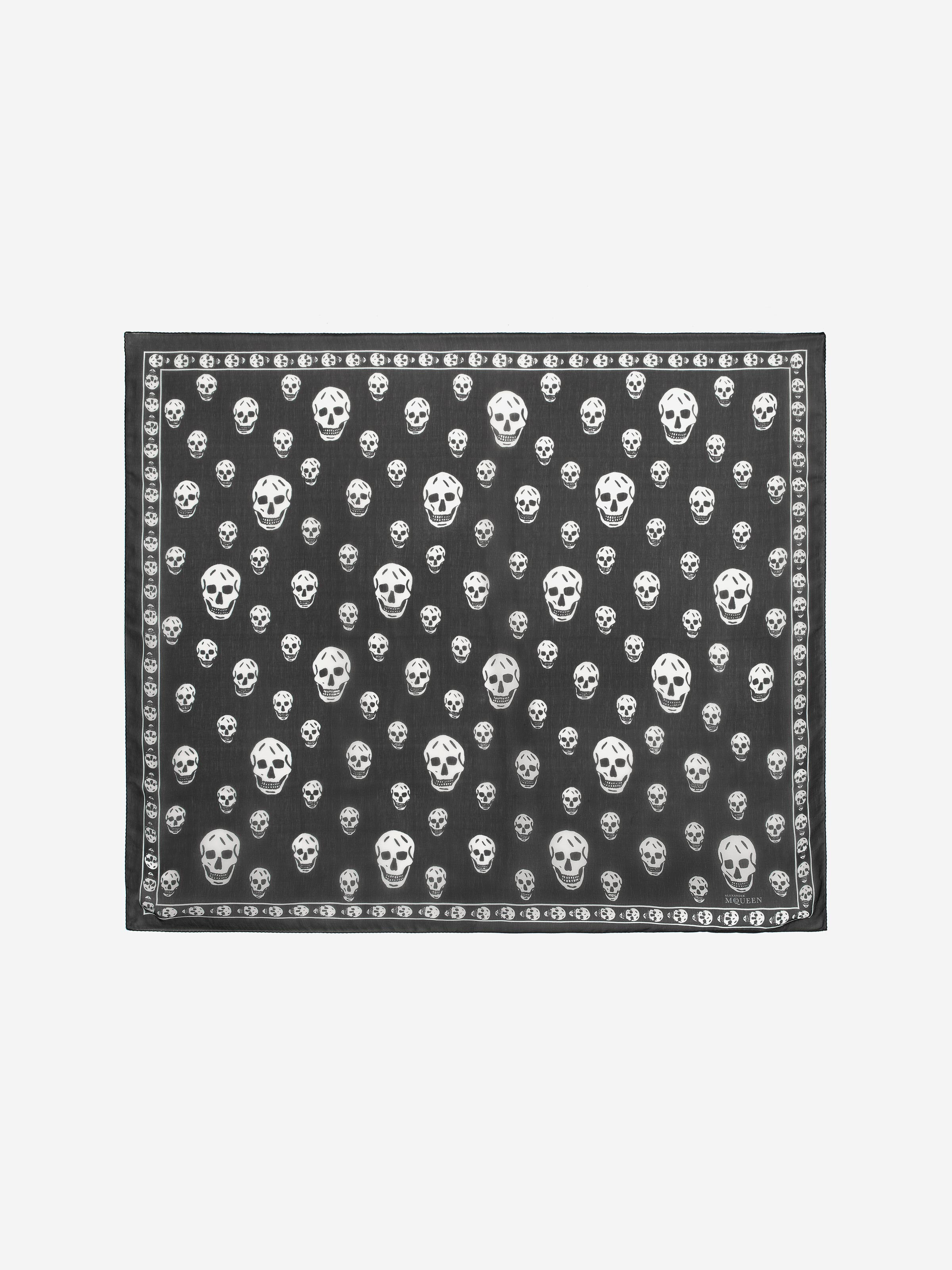 Classic Silk Skull Scarf in Black in 100% Silk | Alexander McQueen - image 1