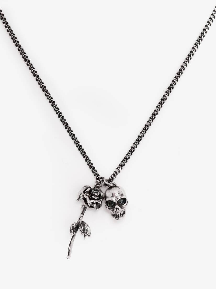 Collier Skull & Dipped Rose