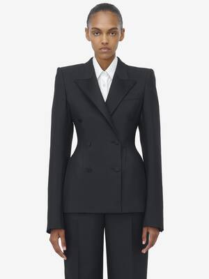 ジャケット ALEXANDER MCQUEEN Women Jackets 818905 QJAEK1000 Black Alexander McQueen Women's Leather Biker Jacket in Black